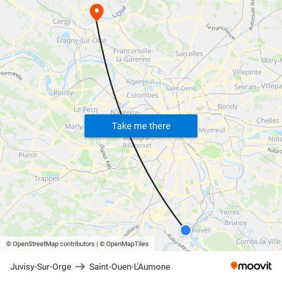 Juvisy-Sur-Orge to Saint-Ouen-L'Aumone map