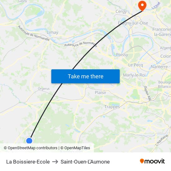 La Boissiere-Ecole to Saint-Ouen-L'Aumone map