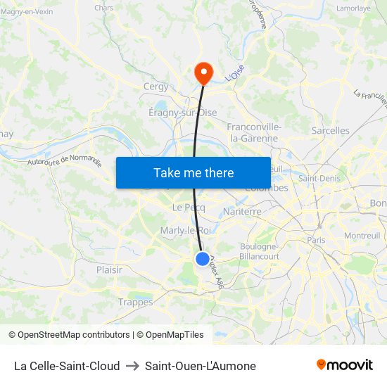 La Celle-Saint-Cloud to Saint-Ouen-L'Aumone map