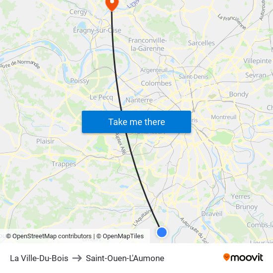 La Ville-Du-Bois to Saint-Ouen-L'Aumone map