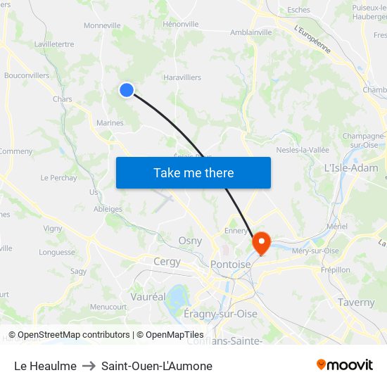 Le Heaulme to Saint-Ouen-L'Aumone map