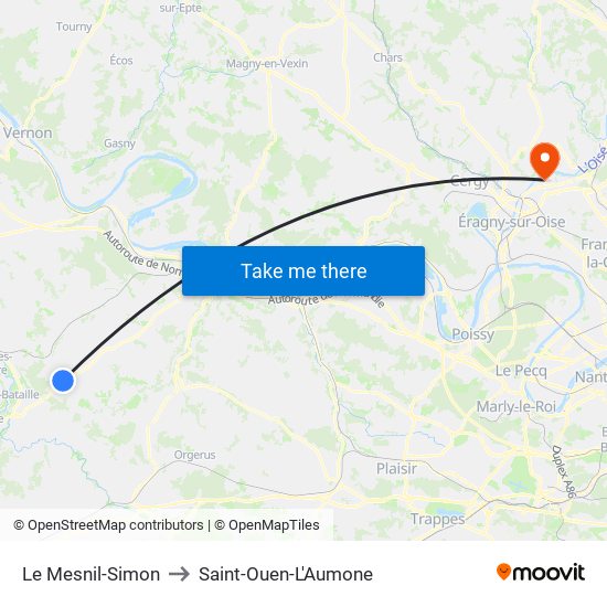 Le Mesnil-Simon to Saint-Ouen-L'Aumone map