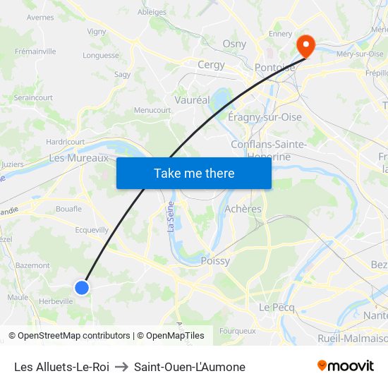 Les Alluets-Le-Roi to Saint-Ouen-L'Aumone map