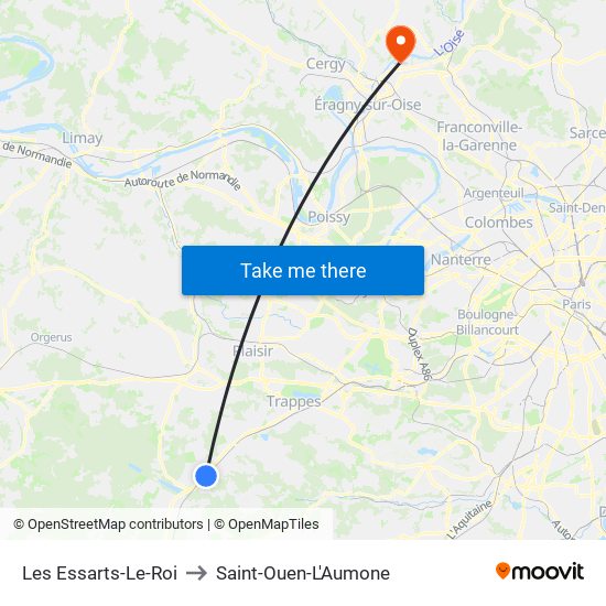 Les Essarts-Le-Roi to Saint-Ouen-L'Aumone map