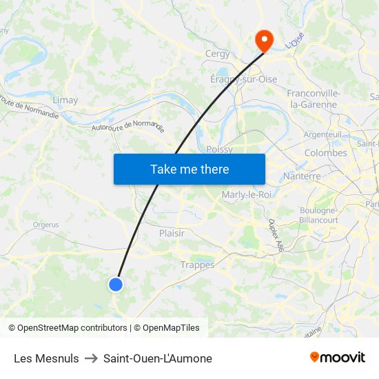 Les Mesnuls to Saint-Ouen-L'Aumone map