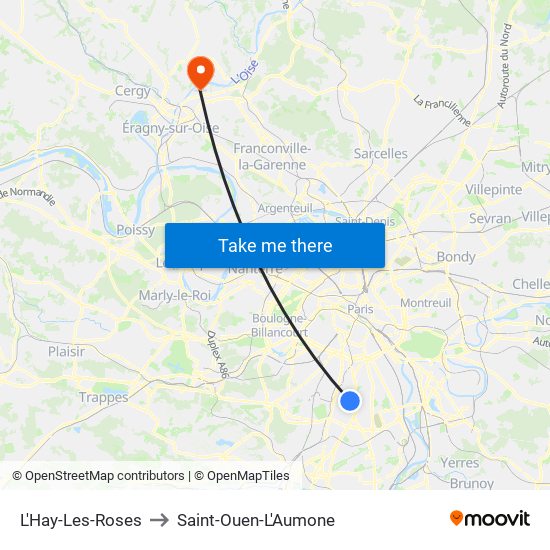 L'Hay-Les-Roses to Saint-Ouen-L'Aumone map