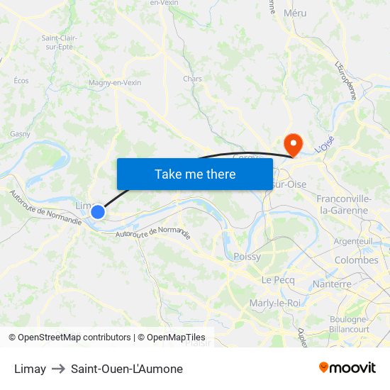 Limay to Saint-Ouen-L'Aumone map