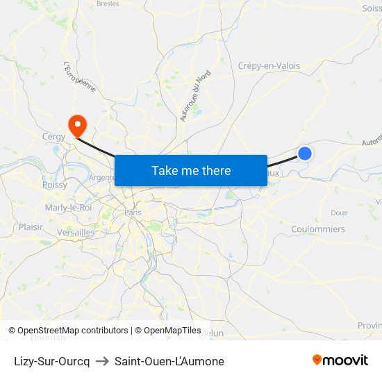 Lizy-Sur-Ourcq to Saint-Ouen-L'Aumone map