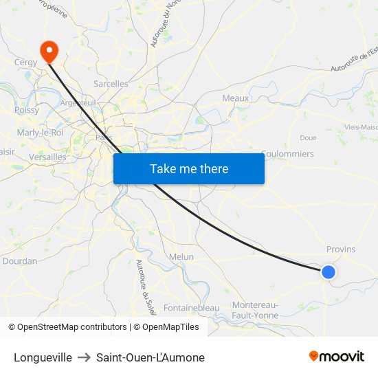 Longueville to Saint-Ouen-L'Aumone map