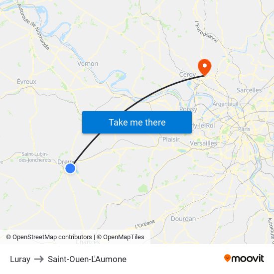 Luray to Saint-Ouen-L'Aumone map