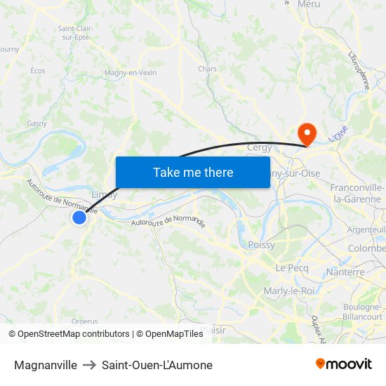 Magnanville to Saint-Ouen-L'Aumone map