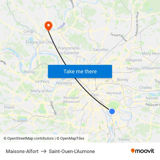 Maisons-Alfort to Saint-Ouen-L'Aumone map