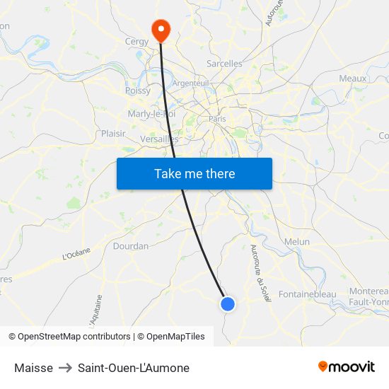 Maisse to Saint-Ouen-L'Aumone map