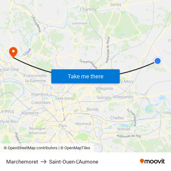 Marchemoret to Saint-Ouen-L'Aumone map