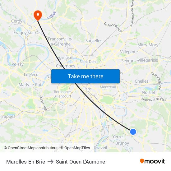 Marolles-En-Brie to Saint-Ouen-L'Aumone map