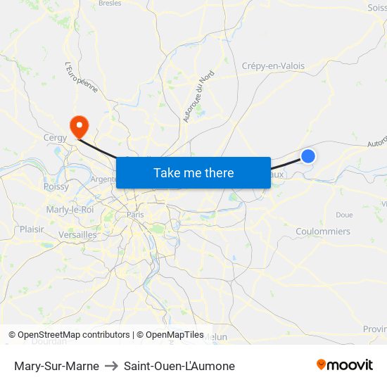 Mary-Sur-Marne to Saint-Ouen-L'Aumone map