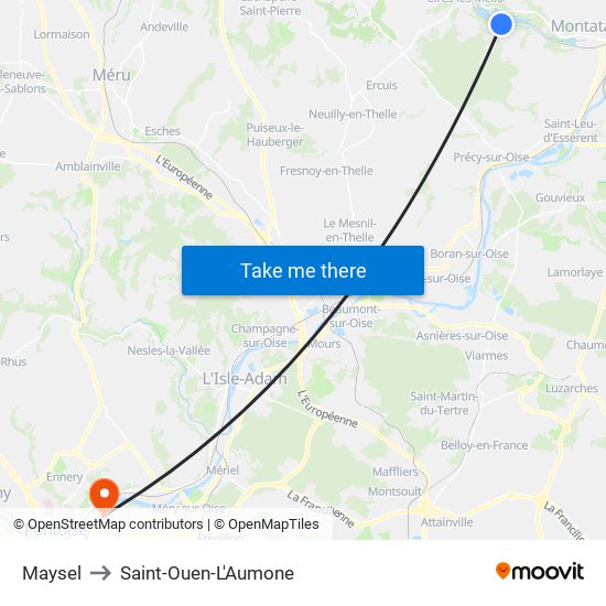 Maysel to Saint-Ouen-L'Aumone map