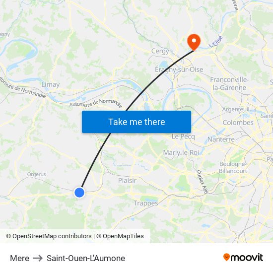 Mere to Saint-Ouen-L'Aumone map