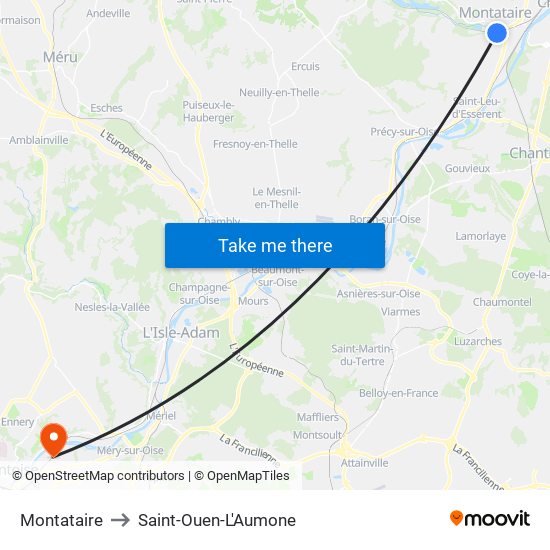 Montataire to Saint-Ouen-L'Aumone map