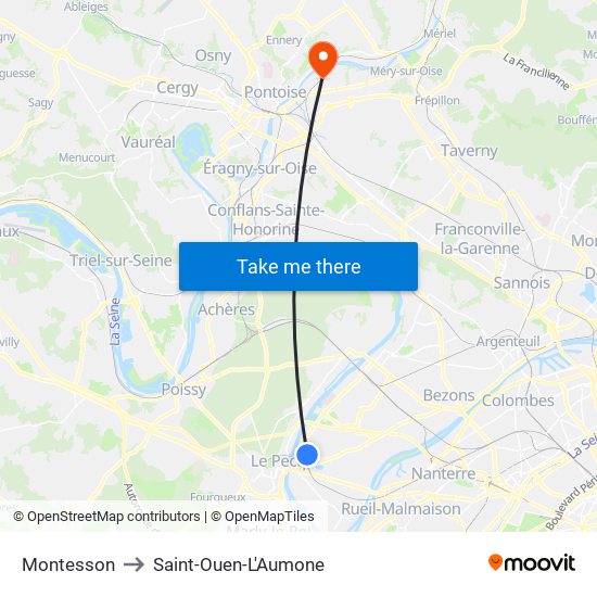 Montesson to Saint-Ouen-L'Aumone map