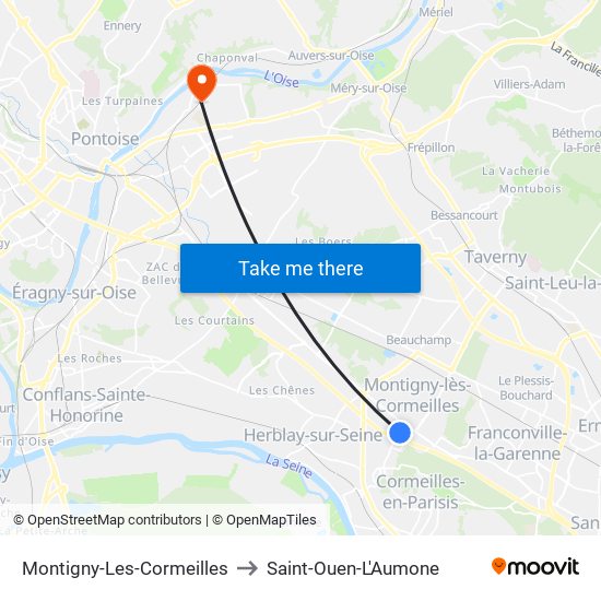 Montigny-Les-Cormeilles to Saint-Ouen-L'Aumone map