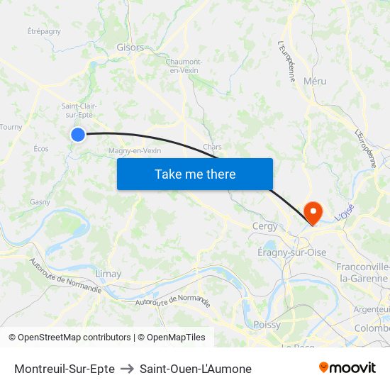 Montreuil-Sur-Epte to Saint-Ouen-L'Aumone map