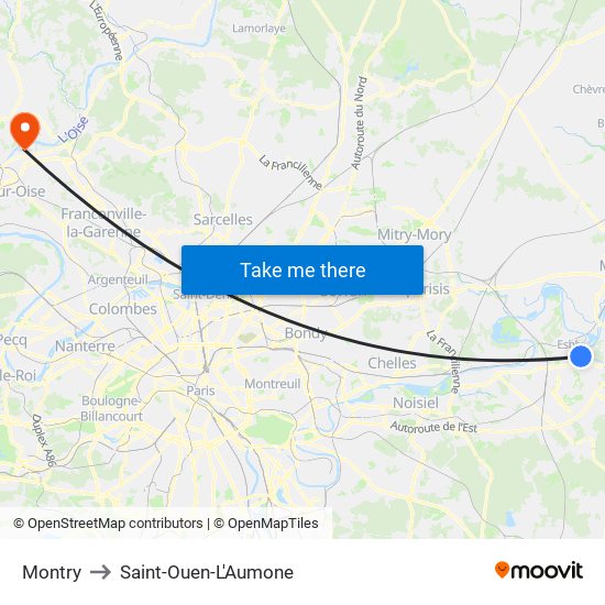 Montry to Saint-Ouen-L'Aumone map