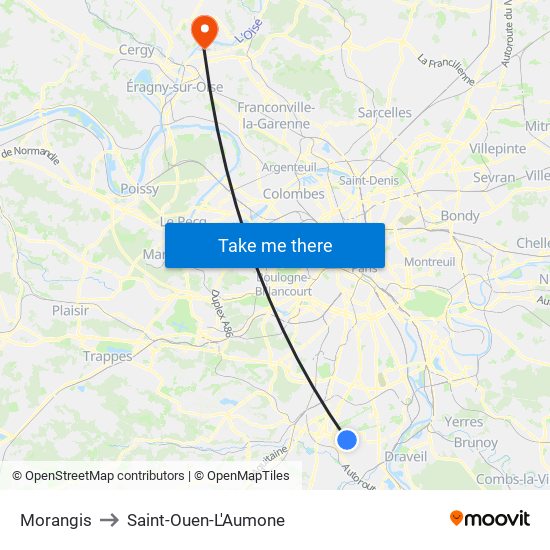 Morangis to Saint-Ouen-L'Aumone map