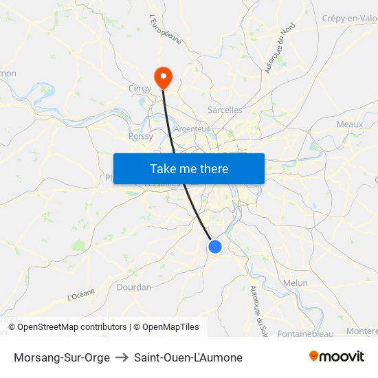 Morsang-Sur-Orge to Saint-Ouen-L'Aumone map