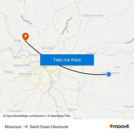 Mouroux to Saint-Ouen-L'Aumone map