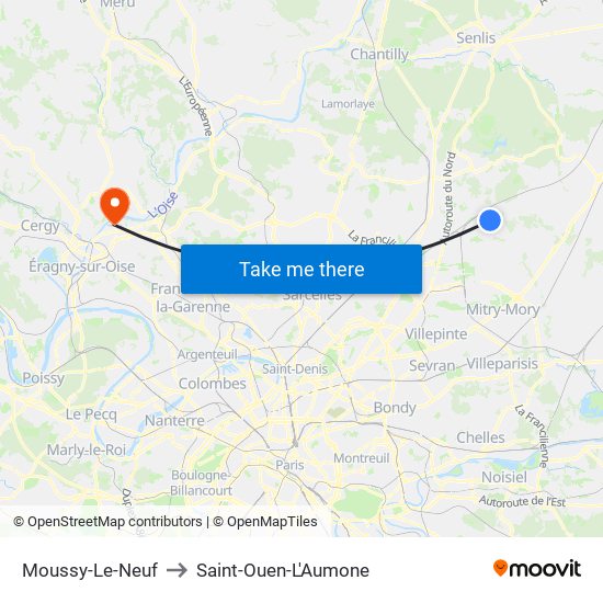 Moussy-Le-Neuf to Saint-Ouen-L'Aumone map