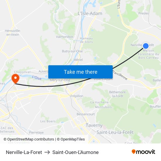Nerville-La-Foret to Saint-Ouen-L'Aumone map