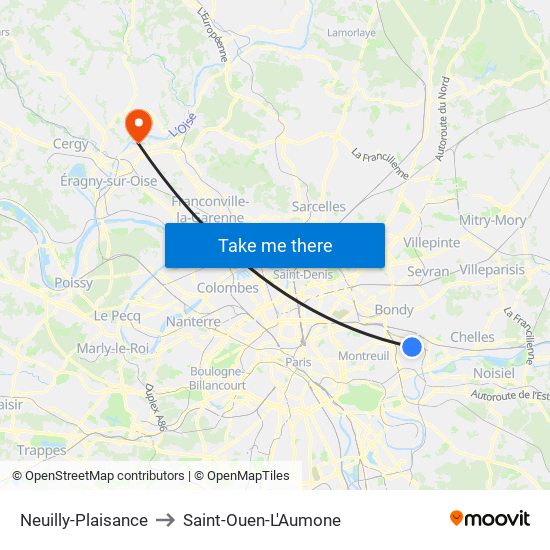 Neuilly-Plaisance to Saint-Ouen-L'Aumone map