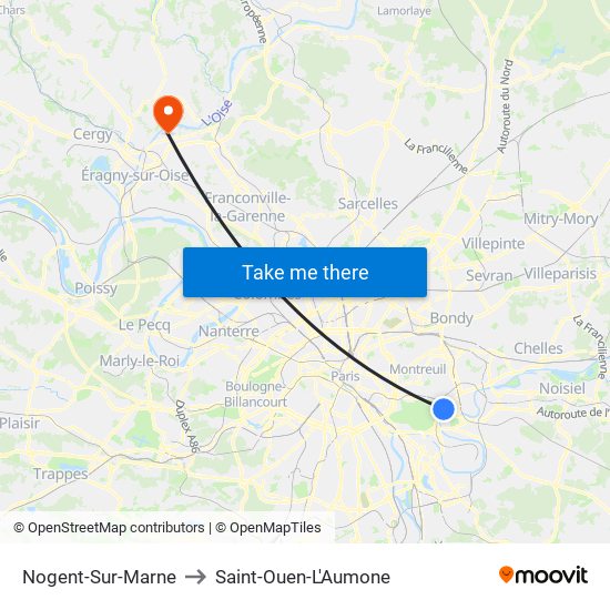 Nogent-Sur-Marne to Saint-Ouen-L'Aumone map