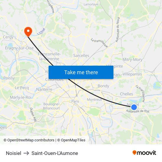 Noisiel to Saint-Ouen-L'Aumone map