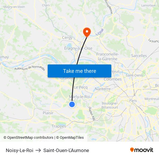 Noisy-Le-Roi to Saint-Ouen-L'Aumone map