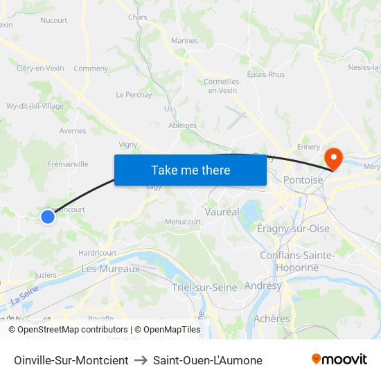 Oinville-Sur-Montcient to Saint-Ouen-L'Aumone map