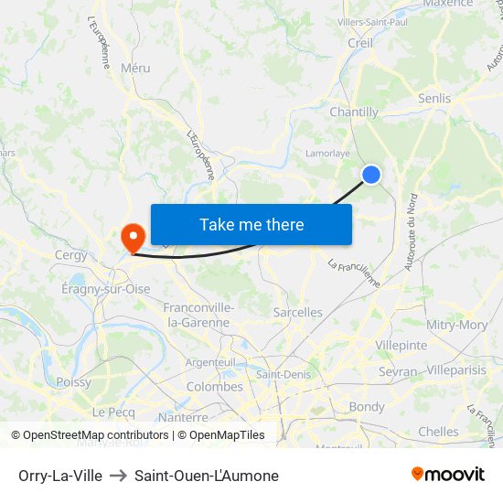 Orry-La-Ville to Saint-Ouen-L'Aumone map