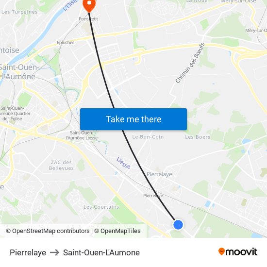 Pierrelaye to Saint-Ouen-L'Aumone map