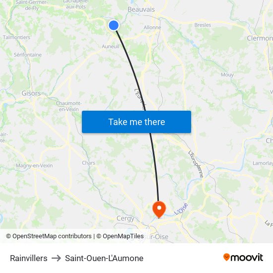 Rainvillers to Saint-Ouen-L'Aumone map