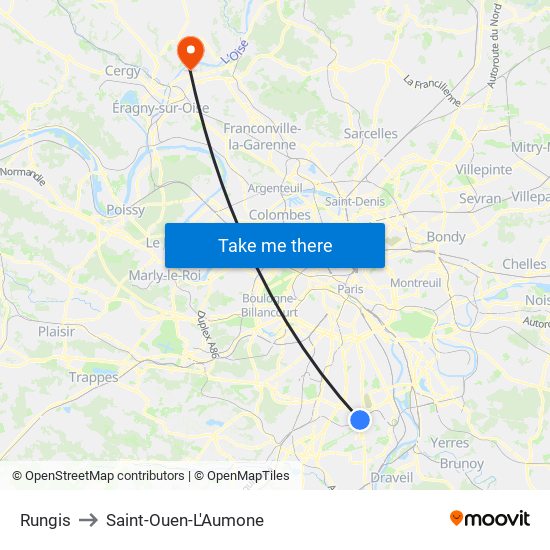 Rungis to Saint-Ouen-L'Aumone map