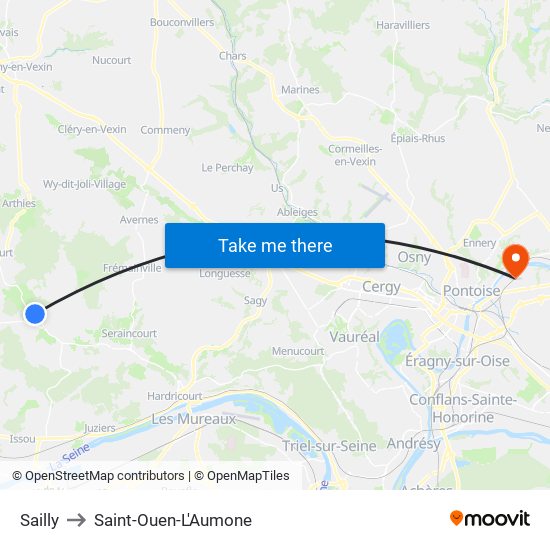 Sailly to Saint-Ouen-L'Aumone map