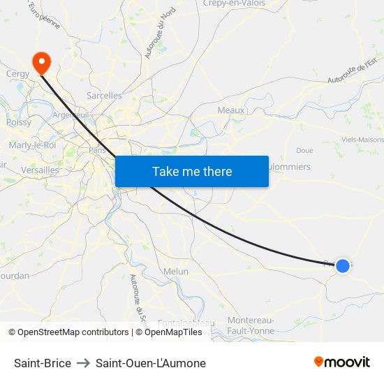 Saint-Brice to Saint-Ouen-L'Aumone map