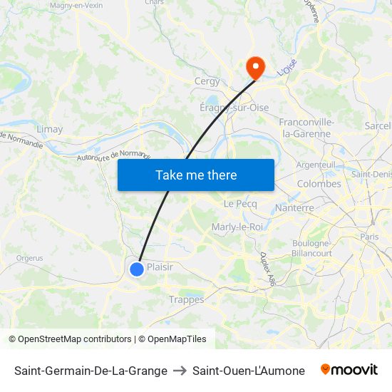 Saint-Germain-De-La-Grange to Saint-Ouen-L'Aumone map