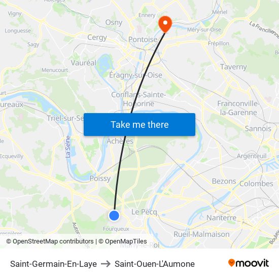 Saint-Germain-En-Laye to Saint-Ouen-L'Aumone map