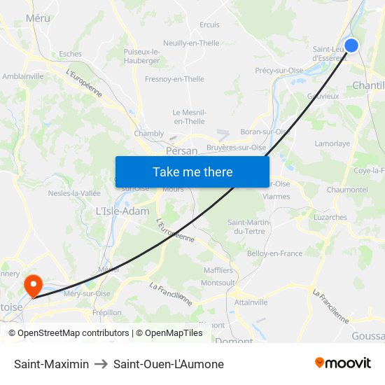 Saint-Maximin to Saint-Ouen-L'Aumone map