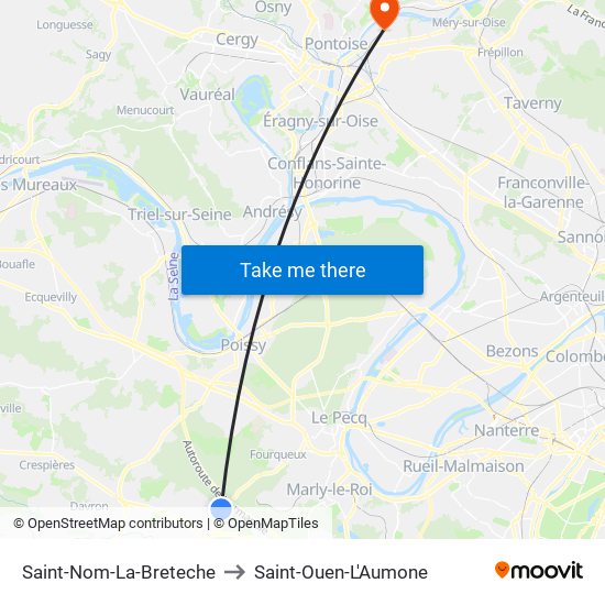 Saint-Nom-La-Breteche to Saint-Ouen-L'Aumone map