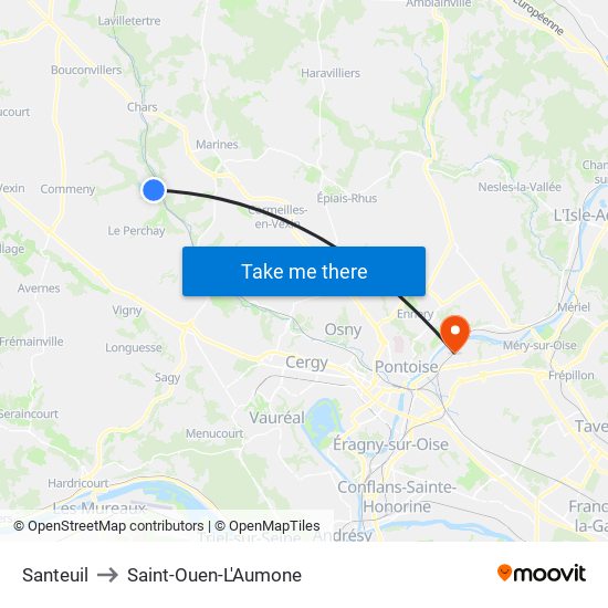 Santeuil to Saint-Ouen-L'Aumone map