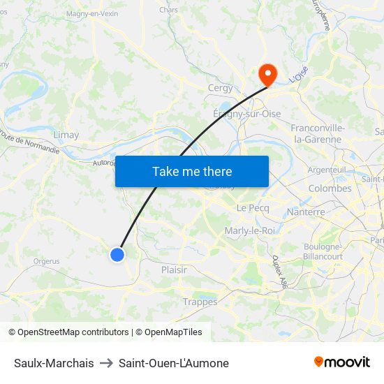 Saulx-Marchais to Saint-Ouen-L'Aumone map
