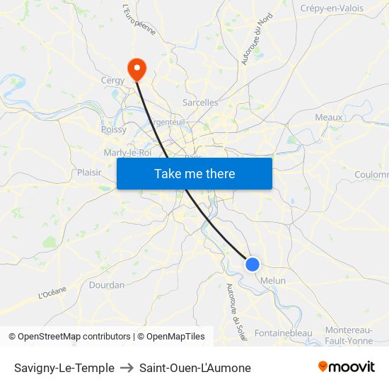 Savigny-Le-Temple to Saint-Ouen-L'Aumone map